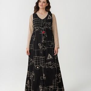 BETS By Canvasbacks Vintage Layered 2 Piece Dress Sz M Maxi 80s 90s Art Eclectic